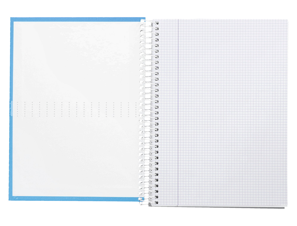 CUADERNO ESPIRAL LIDERPAPEL A4 CRAFTY TAPA FORRADA 80H 90 GR CUADRO 4MM CON MARGEN COLOR CELESTE