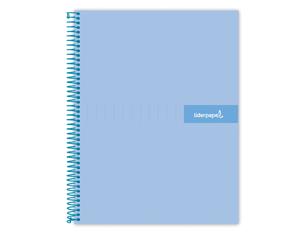 CUADERNO ESPIRAL LIDERPAPEL A4 CRAFTY TAPA FORRADA 80H 90 GR CUADRO 4MM CON MARGEN COLOR CELESTE