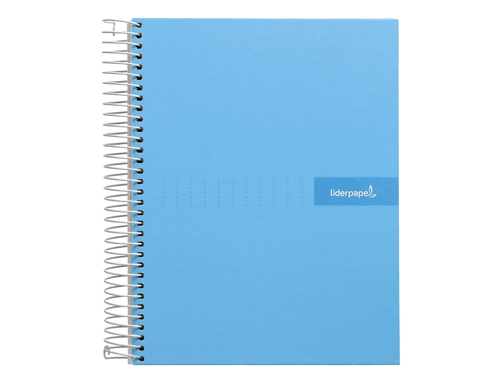 CUADERNO ESPIRAL LIDERPAPEL A4 CRAFTY TAPA FORRADA 80H 90 GR CUADRO 4MM CON MARGEN COLOR CELESTE
