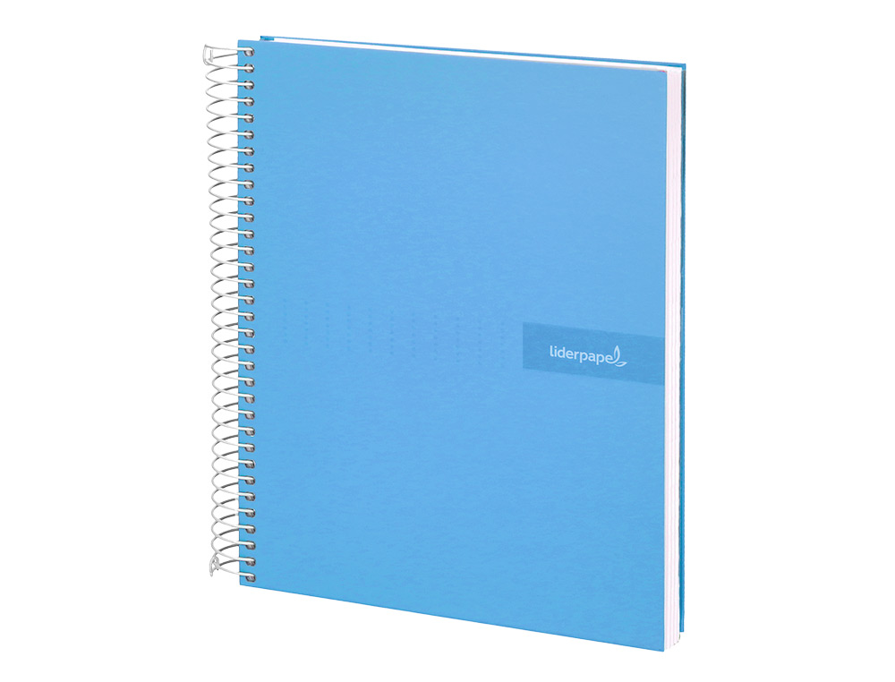 CUADERNO ESPIRAL LIDERPAPEL A4 CRAFTY TAPA FORRADA 80H 90 GR CUADRO 4MM CON MARGEN COLOR CELESTE