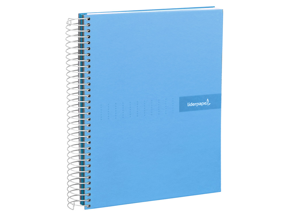 CUADERNO ESPIRAL LIDERPAPEL A4 CRAFTY TAPA FORRADA 80H 90 GR CUADRO 4MM CON MARGEN COLOR CELESTE