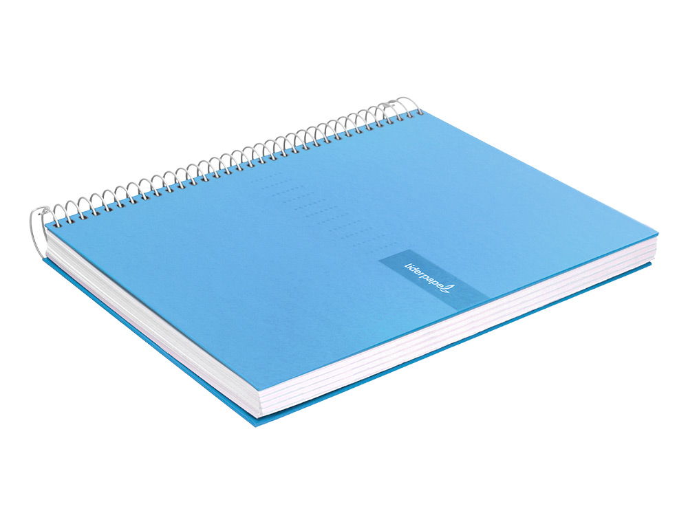 CUADERNO ESPIRAL LIDERPAPEL A4 CRAFTY TAPA FORRADA 80H 90 GR CUADRO 4MM CON MARGEN COLOR CELESTE