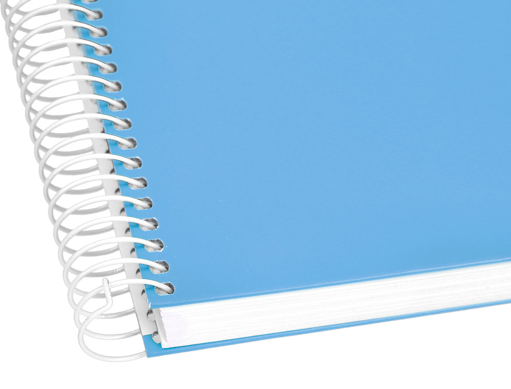 CUADERNO ESPIRAL LIDERPAPEL A4 CRAFTY TAPA FORRADA 80H 90 GR CUADRO 4MM CON MARGEN COLOR CELESTE