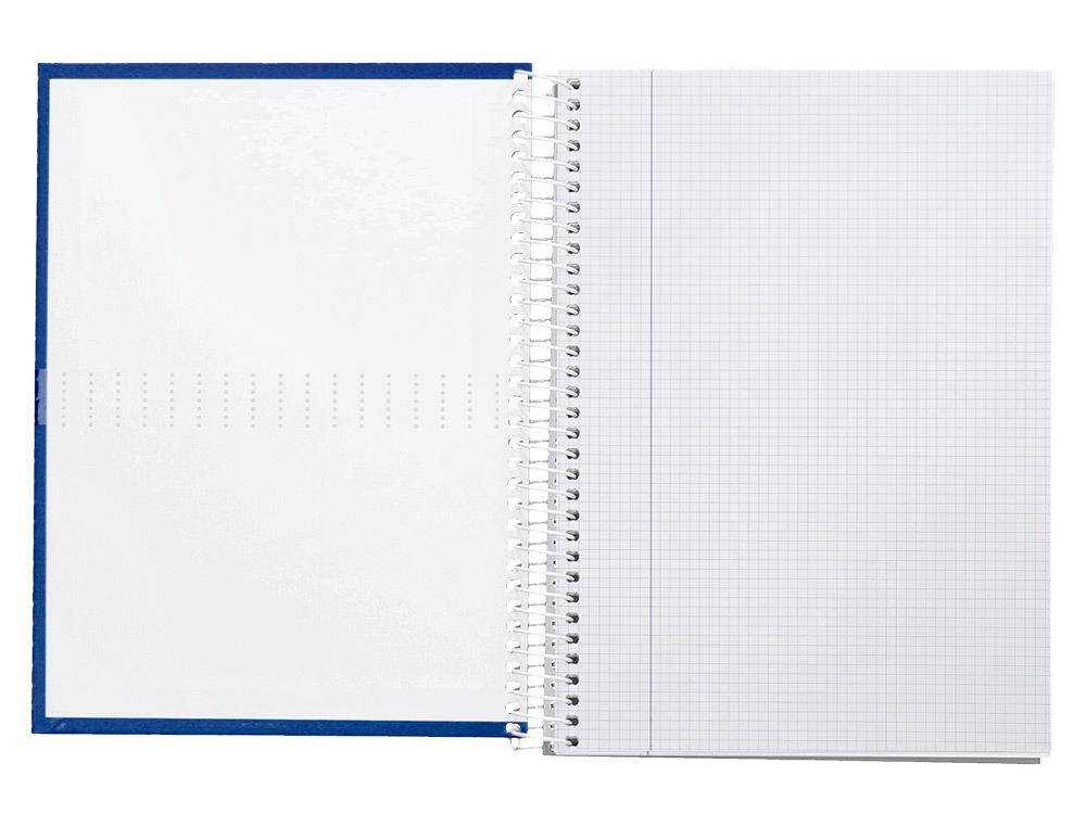 CUADERNO ESPIRAL LIDERPAPEL A4 CRAFTY TAPA FORRADA 80H 90 GR CUADRO 4MM CON MARGEN COLOR AZUL MARINO