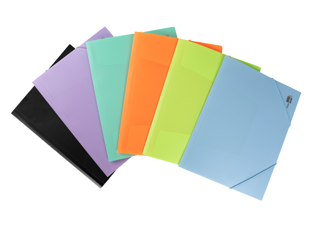 CARPETA LIDERPAPEL GOMAS TRES SOLAPAS POLIPROPILENO DIN A4 COLOR CELESTE OPACO
