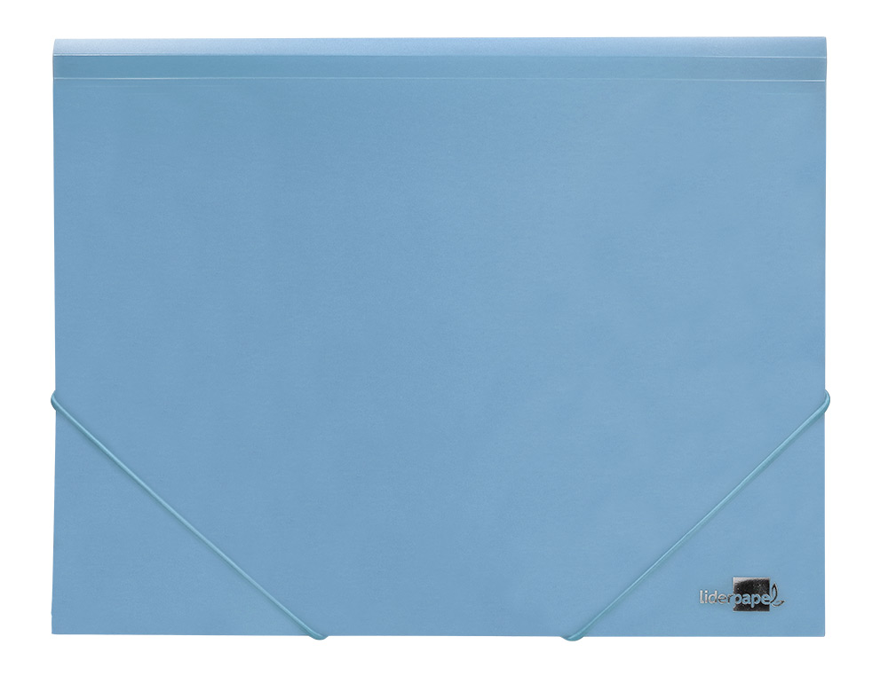 CARPETA LIDERPAPEL GOMAS TRES SOLAPAS POLIPROPILENO DIN A4 COLOR CELESTE OPACO