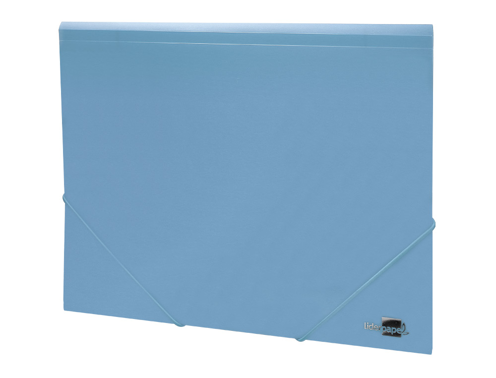 CARPETA LIDERPAPEL GOMAS TRES SOLAPAS POLIPROPILENO DIN A4 COLOR CELESTE OPACO