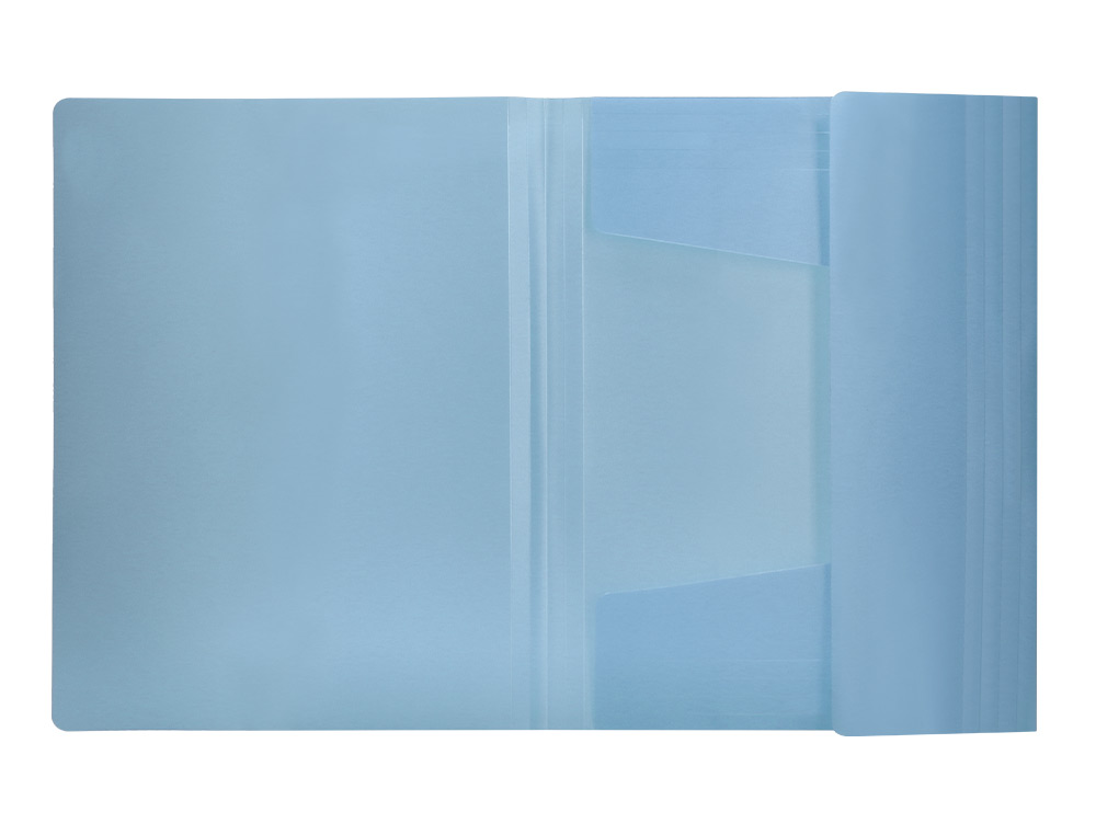 CARPETA LIDERPAPEL GOMAS TRES SOLAPAS POLIPROPILENO DIN A4 COLOR CELESTE OPACO