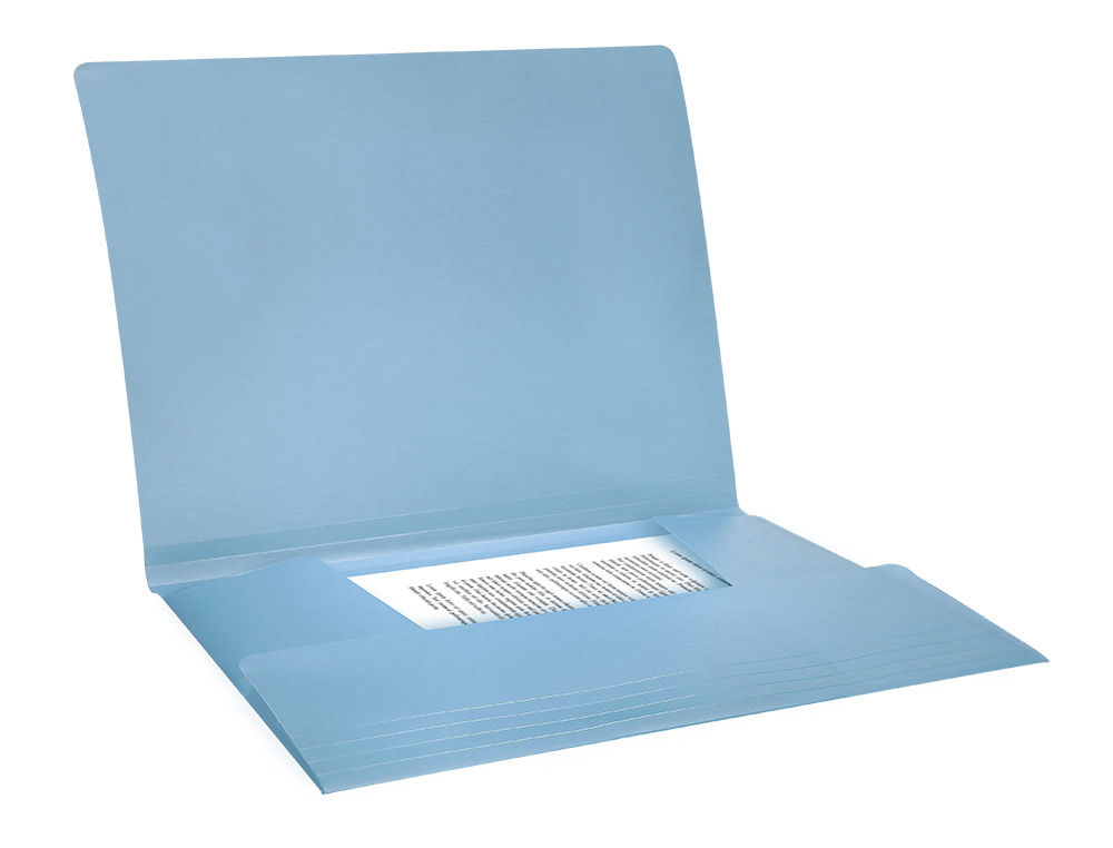 CARPETA LIDERPAPEL GOMAS TRES SOLAPAS POLIPROPILENO DIN A4 COLOR CELESTE OPACO