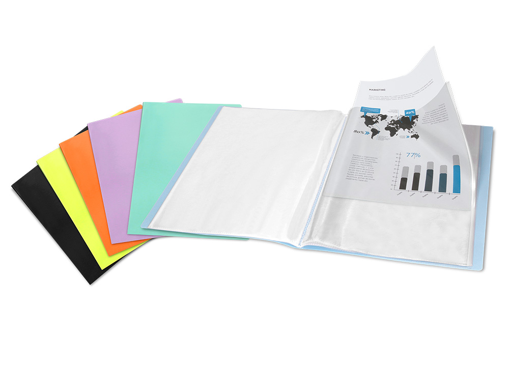 CARPETA LIDERPAPEL ESCAPARATE 20 FUNDAS POLIPROPILENO DIN A4 NARANJA FLUOR OPACO