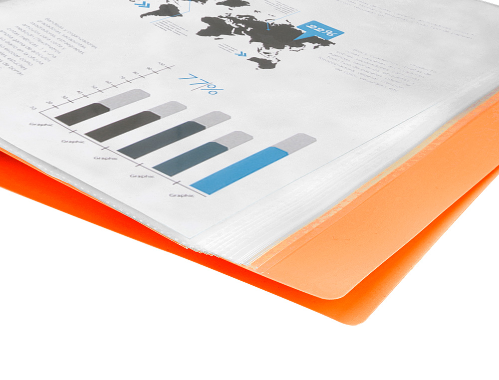 CARPETA LIDERPAPEL ESCAPARATE 20 FUNDAS POLIPROPILENO DIN A4 NARANJA FLUOR OPACO