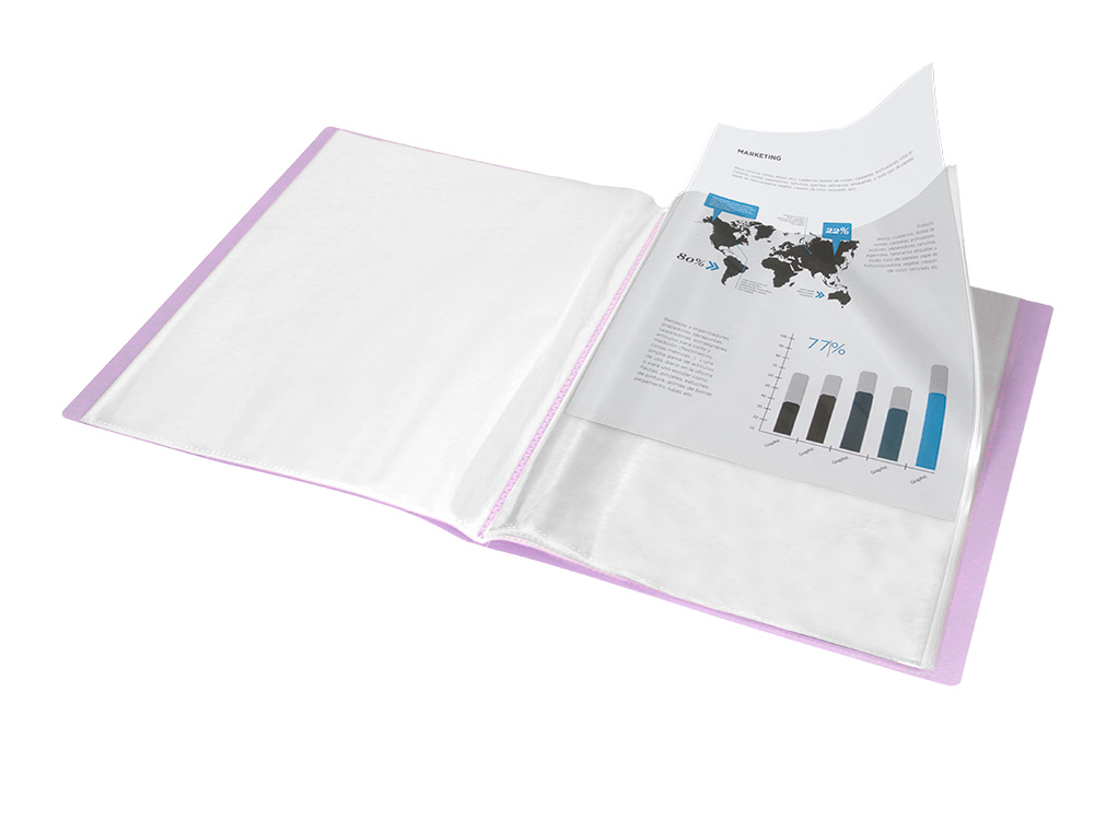 CARPETA LIDERPAPEL ESCAPARATE 20 FUNDAS POLIPROPILENO DIN A4 LAVANDA OPACO