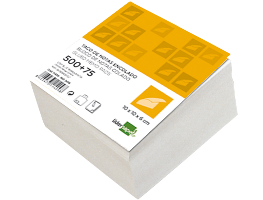 TACO PAPEL LIDERPAPEL ENCOLADO 100X100X60 MM BLANCO 80 GR