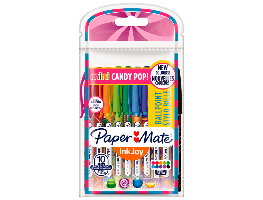 BOLIGRAFO PAPER MATE INKJOY 100 CANDY POP BLISTER DE 10 UNIDADES COLORES SURTIDOS