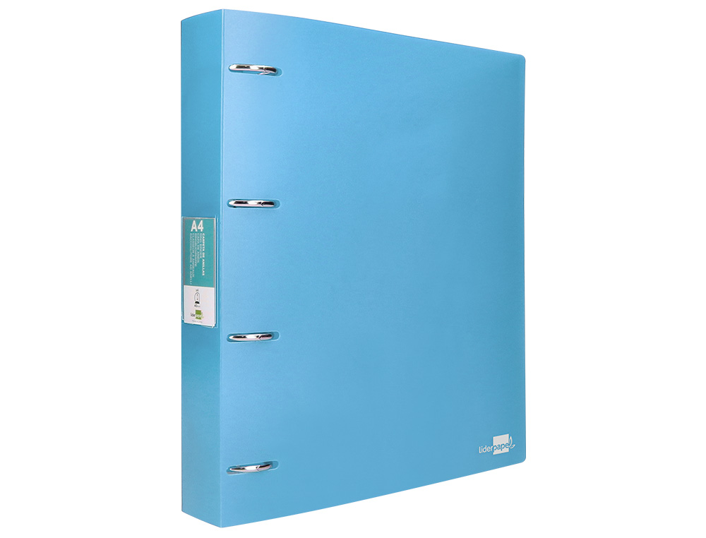 CARPETA LIDERPAPEL 4 ANILLAS MIXTAS 40 MM POLIPROPILENO DIN A4 CELESTE OPACO