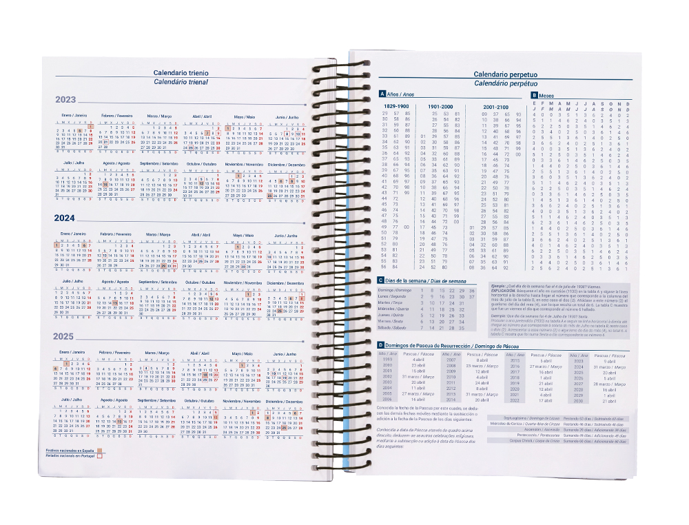 AGENDA ESPIRAL LIDERPAPEL GAZI A4 2024 DIA PAGINA PORTADA POLIPROPILENO PAPEL 70 GR LONDON