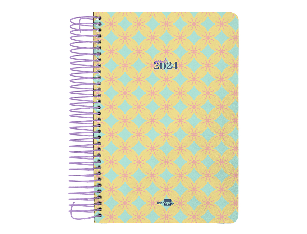 AGENDA ESPIRAL LIDERPAPEL PERISSA A4 2024 DIA PAGINA PAPEL 80 GR DISEO CIRCLE