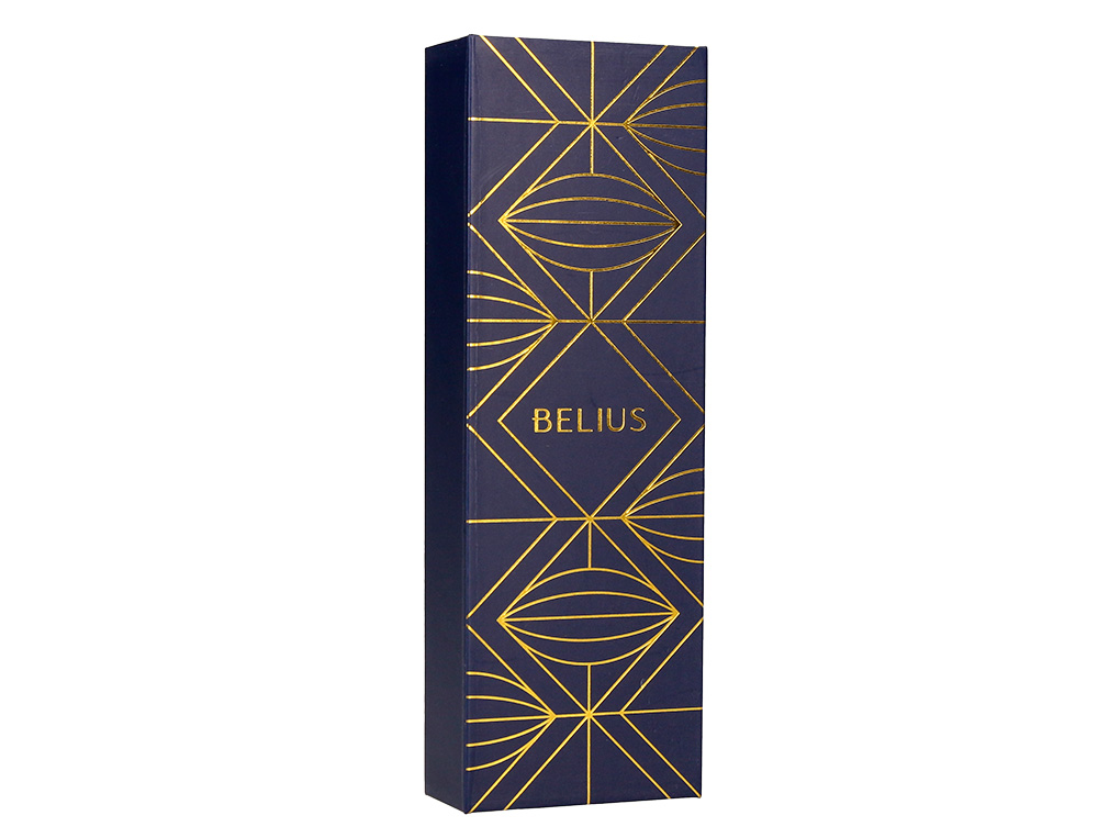 BOLIGRAFO BELIUS SOIREE ALUMINIO COLOR AZUL MARINO Y DORADO TINTA AZUL CAJA DE DISEO