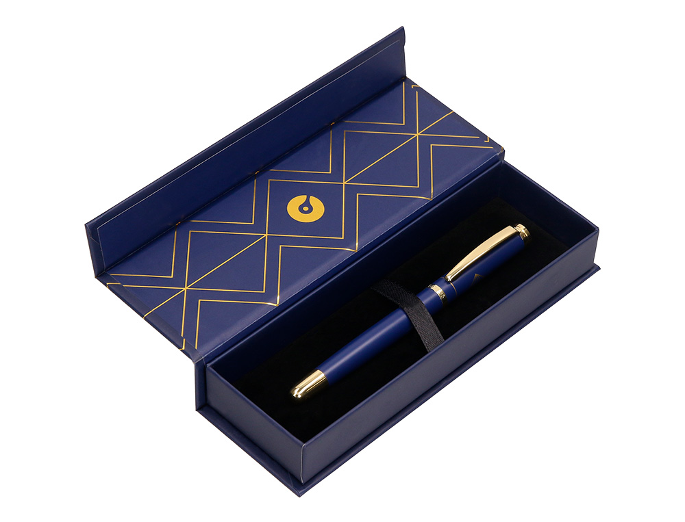 BOLIGRAFO BELIUS SOIREE ALUMINIO COLOR AZUL MARINO Y DORADO TINTA AZUL CAJA DE DISEO