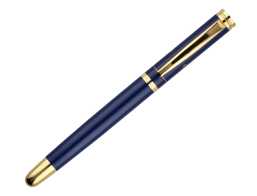 BOLIGRAFO BELIUS SOIREE ALUMINIO COLOR AZUL MARINO Y DORADO TINTA AZUL CAJA DE DISEO