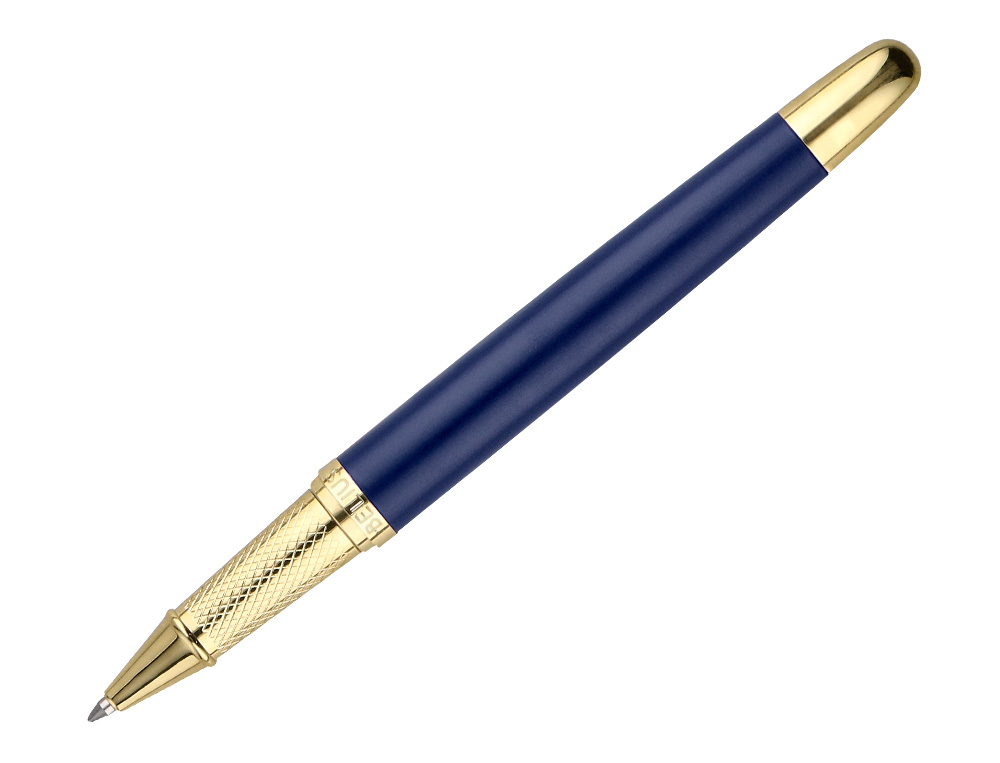 BOLIGRAFO BELIUS SOIREE ALUMINIO COLOR AZUL MARINO Y DORADO TINTA AZUL CAJA DE DISEO
