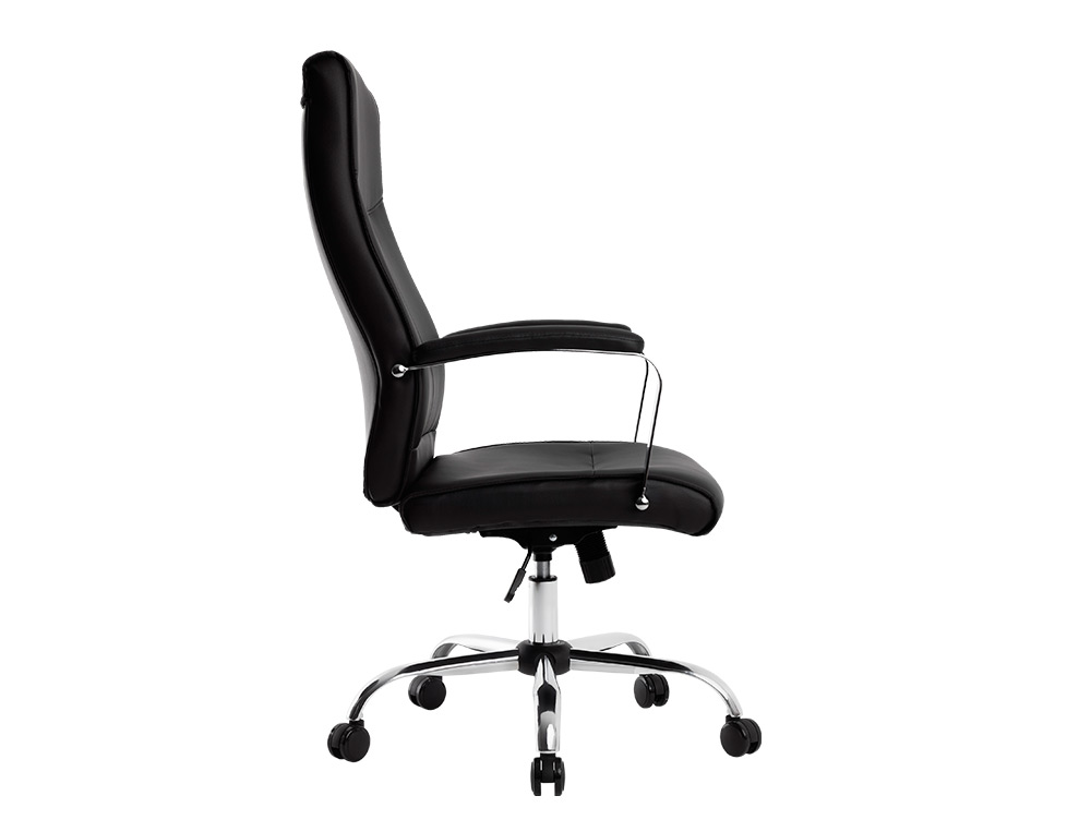 SILLA Q-CONNECT DIRECCION MODE NA SIMIL PIEL BASE METALICA ALT MAX 1210 ANC 630 PROF 650 MM RUEDAS PREMIUM COLOR NEGRO