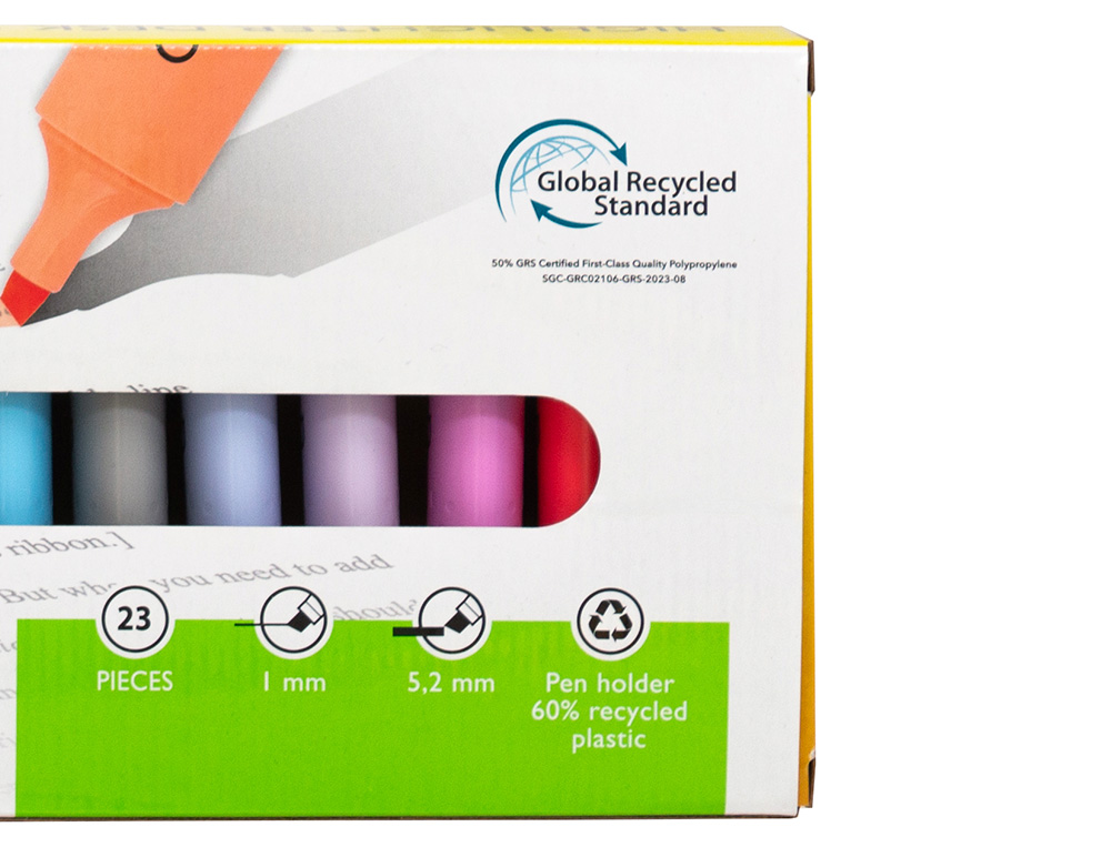 ROTULADOR Q-CONNECT FLUORESCENTE PUNTA BISELADA ESTUCHE DE SOBREMESA 23 UNIDADES COLORES SURTIDOS