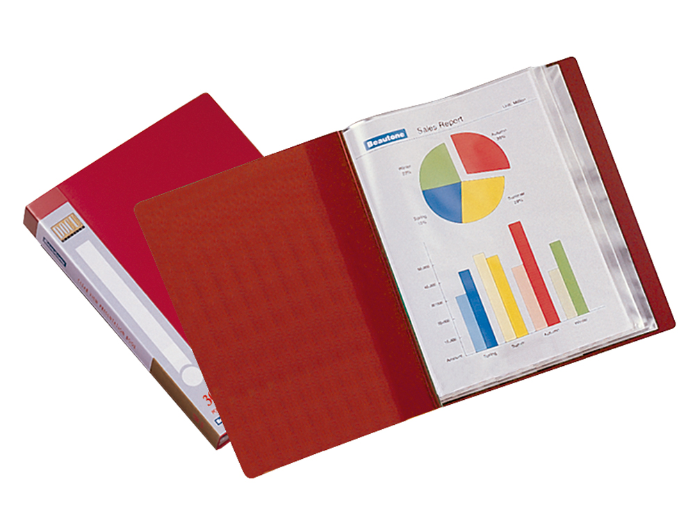 CARPETA LIDERPAPEL PERSONALIZA 31740 60 FUNDAS POLIPROPILENO DIN A4 ROJA LOMO PERSONALIZABLE