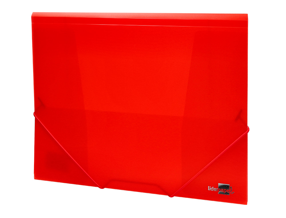 CARPETA LIDERPAPEL GOMAS TRES SOLAPAS POLIPROPILENO DIN A4 COLOR ROJO TRANSLUCIDO