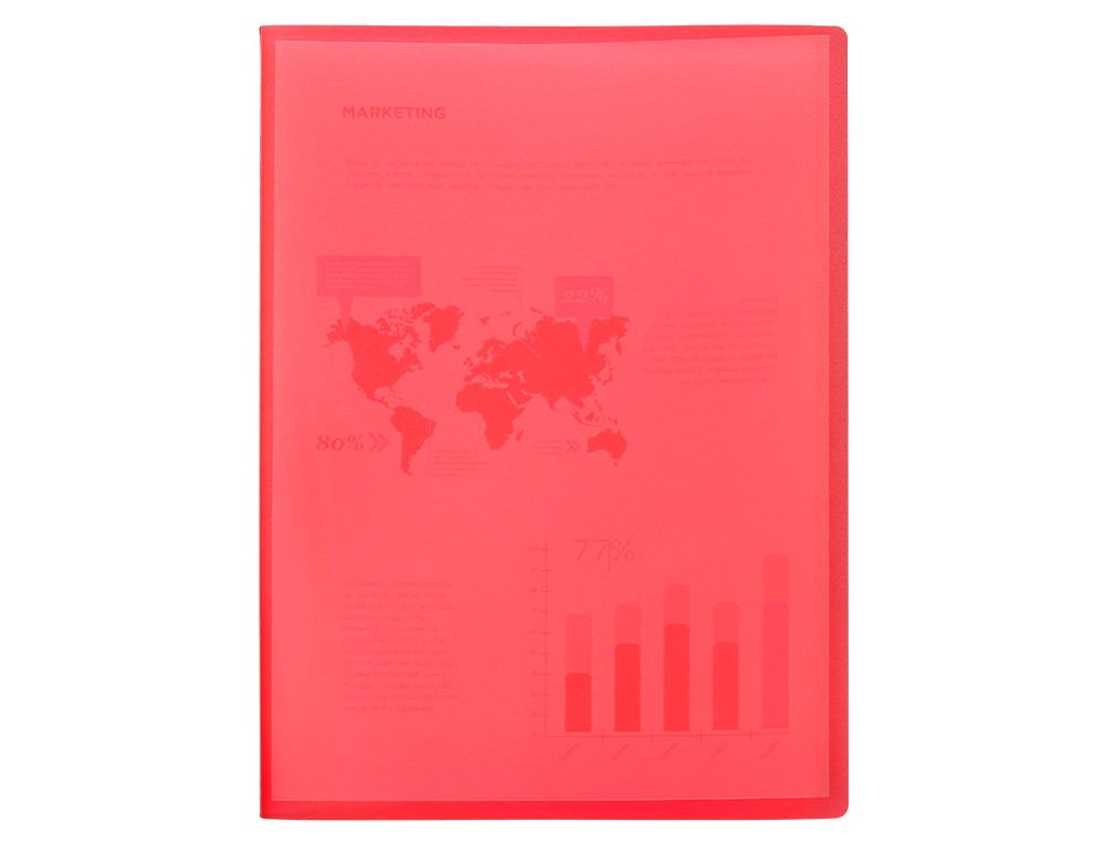 CARPETA LIDERPAPEL ESCAPARATE 47040 20 FUNDAS POLIPROPILENO DIN A4 ROJO TRANSLUCIDO