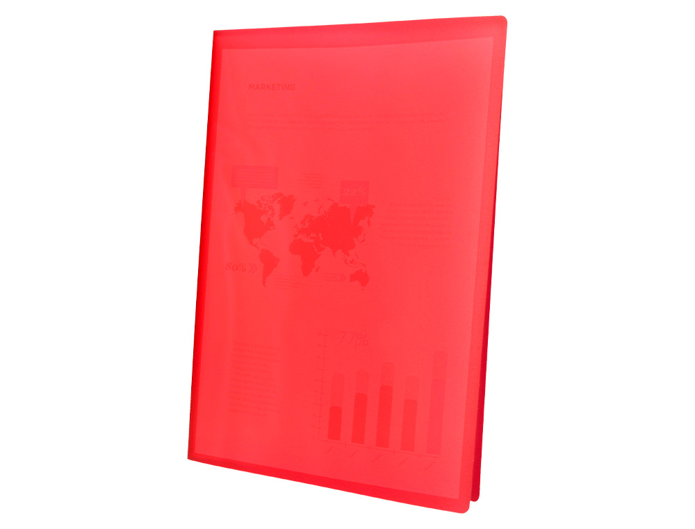 CARPETA LIDERPAPEL ESCAPARATE 47040 20 FUNDAS POLIPROPILENO DIN A4 ROJO TRANSLUCIDO