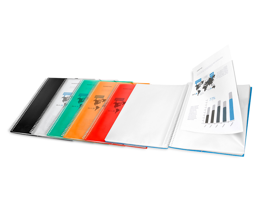 CARPETA LIDERPAPEL ESCAPARATE CON ESPIRAL 10 FUNDAS POLIPROPILENO DIN A4 ROJO