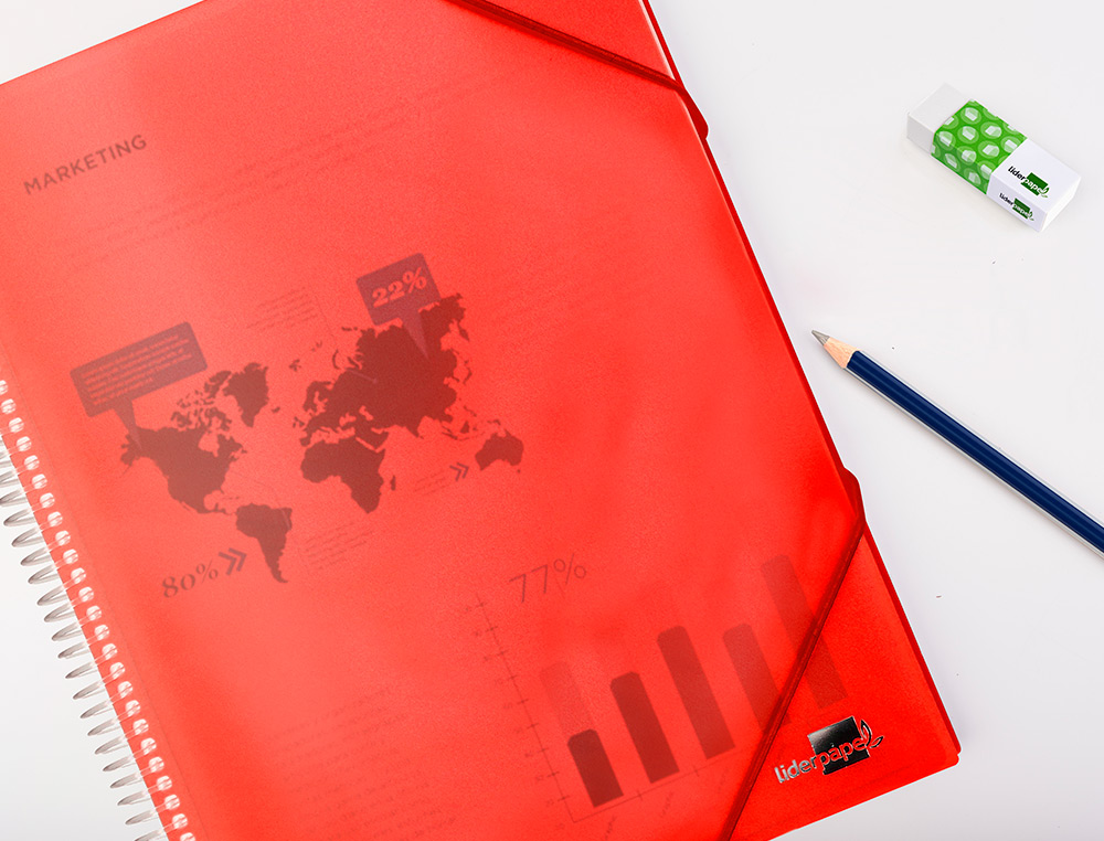 CARPETA LIDERPAPEL ESCAPARATE CON ESPIRAL 10 FUNDAS POLIPROPILENO DIN A4 ROJO