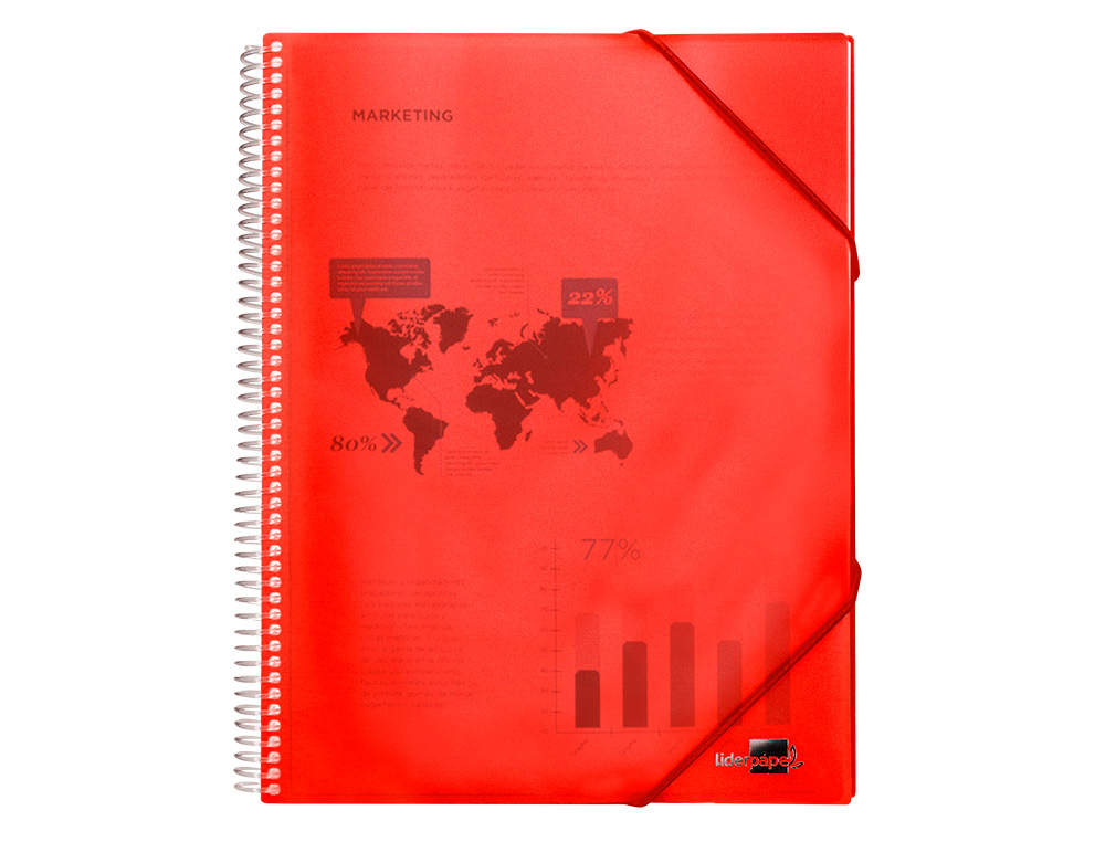 CARPETA LIDERPAPEL ESCAPARATE CON ESPIRAL 10 FUNDAS POLIPROPILENO DIN A4 ROJO