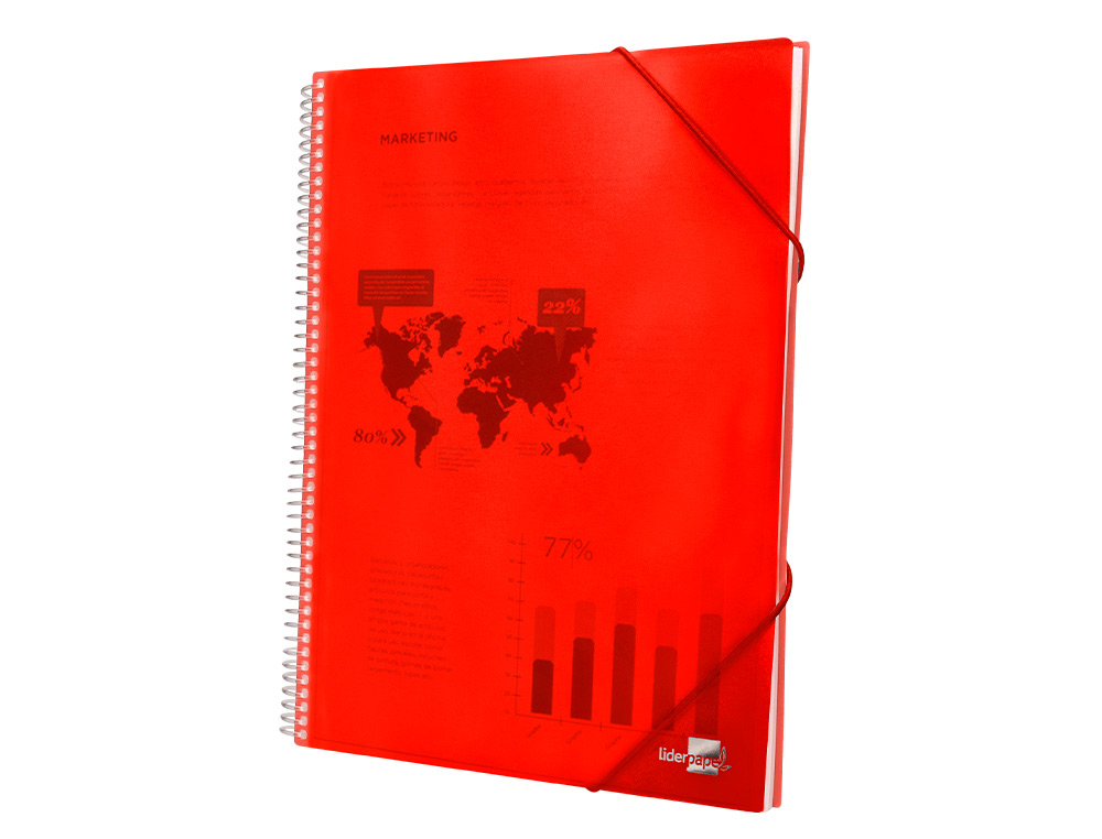 CARPETA LIDERPAPEL ESCAPARATE CON ESPIRAL 10 FUNDAS POLIPROPILENO DIN A4 ROJO