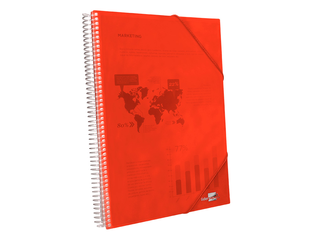 CARPETA LIDERPAPEL ESCAPARATE CON ESPIRAL 10 FUNDAS POLIPROPILENO DIN A4 ROJO
