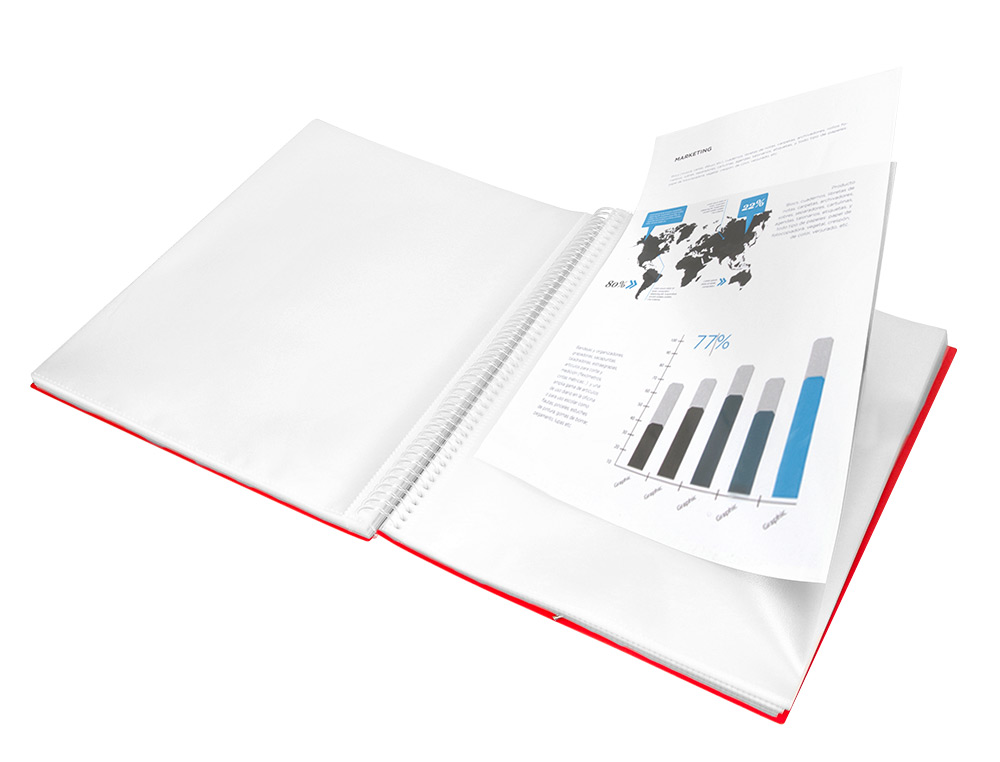 CARPETA LIDERPAPEL ESCAPARATE CON ESPIRAL 10 FUNDAS POLIPROPILENO DIN A4 ROJO