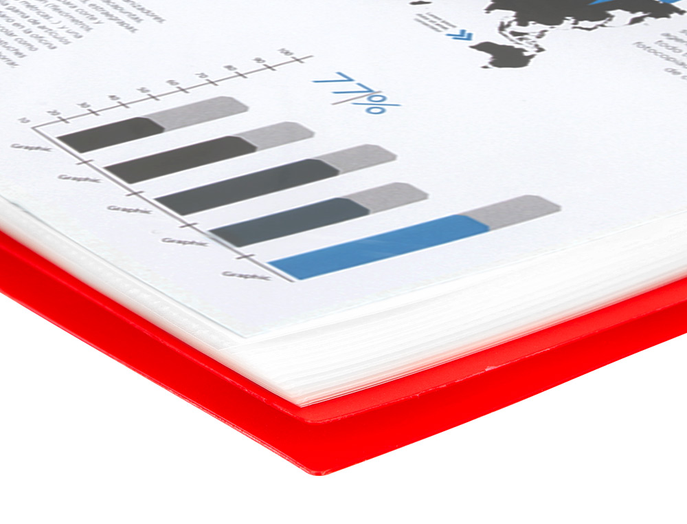 CARPETA LIDERPAPEL ESCAPARATE CON ESPIRAL 10 FUNDAS POLIPROPILENO DIN A4 ROJO