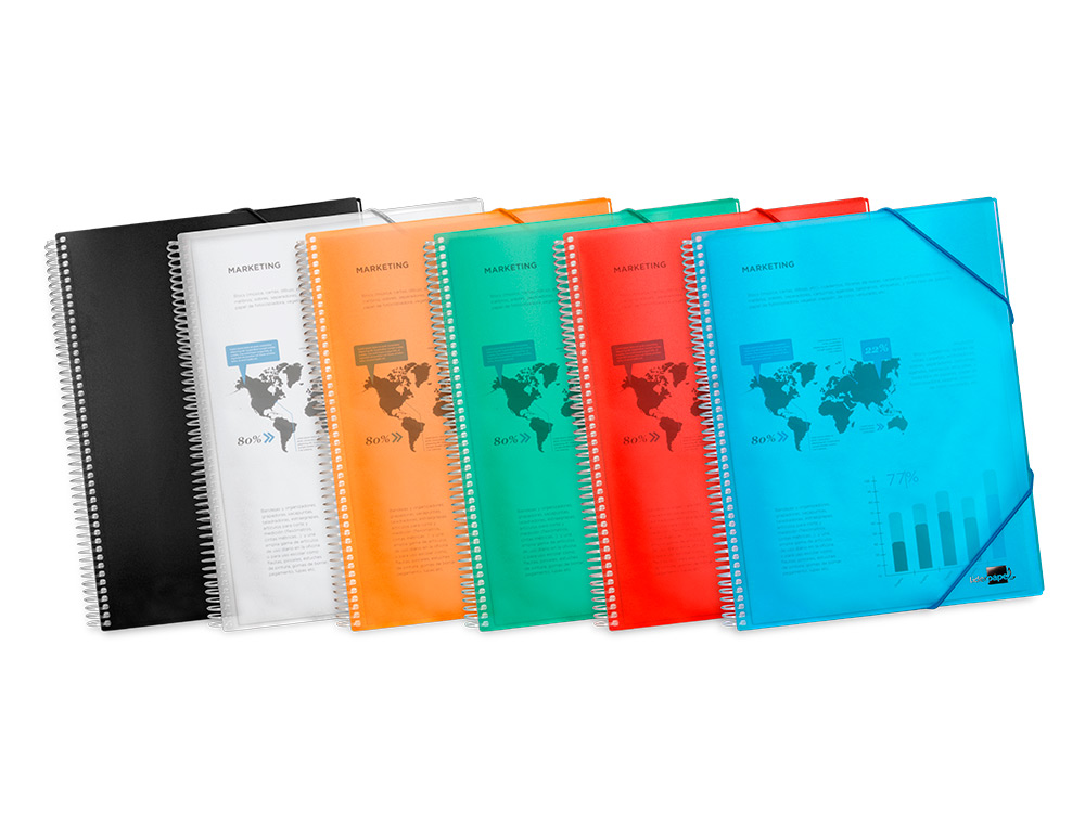 CARPETA LIDERPAPEL ESCAPARATE CON ESPIRAL 10 FUNDAS POLIPROPILENO DIN A4 ROJO