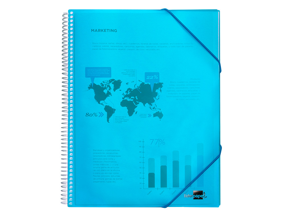 CARPETA LIDERPAPEL ESCAPARATE CON ESPIRAL 20 FUNDAS POLIPROPILENO DIN A4 AZUL