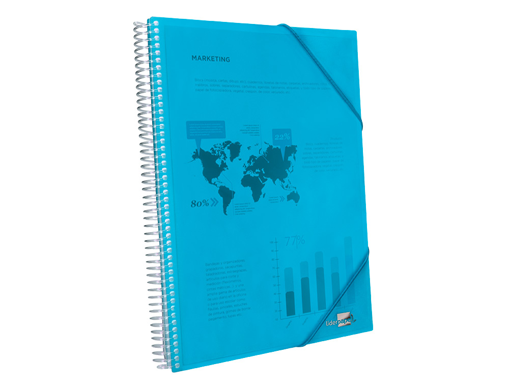CARPETA LIDERPAPEL ESCAPARATE CON ESPIRAL 20 FUNDAS POLIPROPILENO DIN A4 AZUL