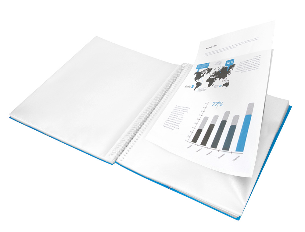 CARPETA LIDERPAPEL ESCAPARATE CON ESPIRAL 20 FUNDAS POLIPROPILENO DIN A4 AZUL