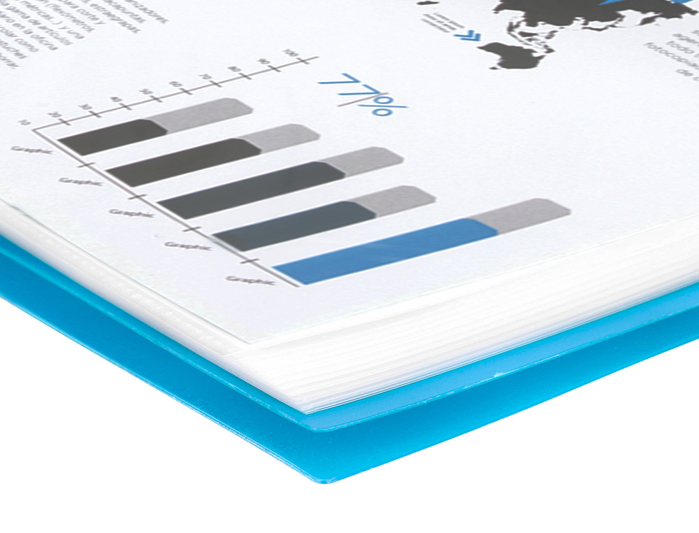 CARPETA LIDERPAPEL ESCAPARATE CON ESPIRAL 20 FUNDAS POLIPROPILENO DIN A4 AZUL