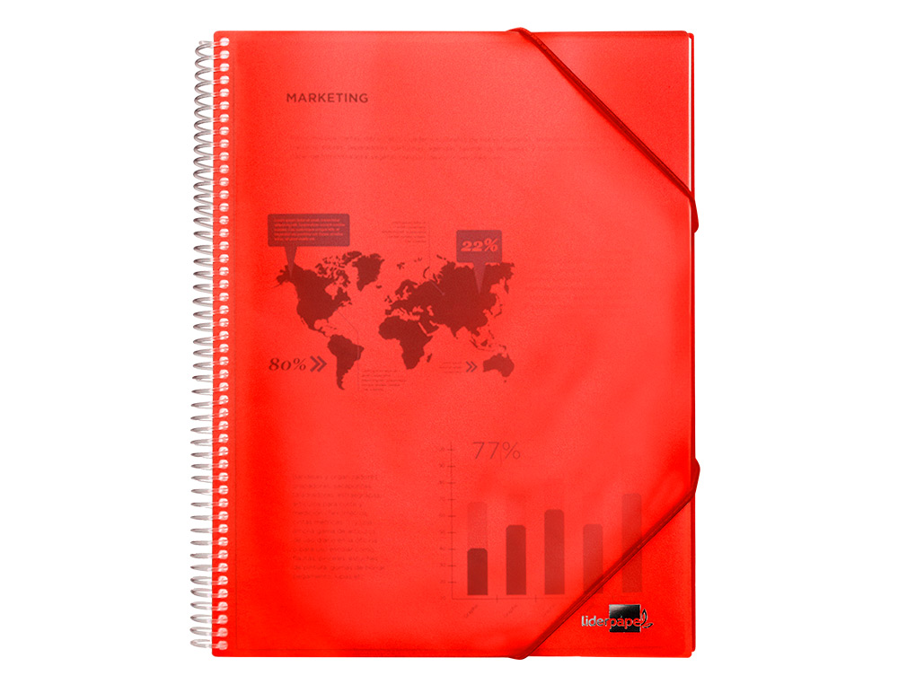 CARPETA LIDERPAPEL ESCAPARATE CON ESPIRAL 40 FUNDAS POLIPROPILENO DIN A4 ROJO