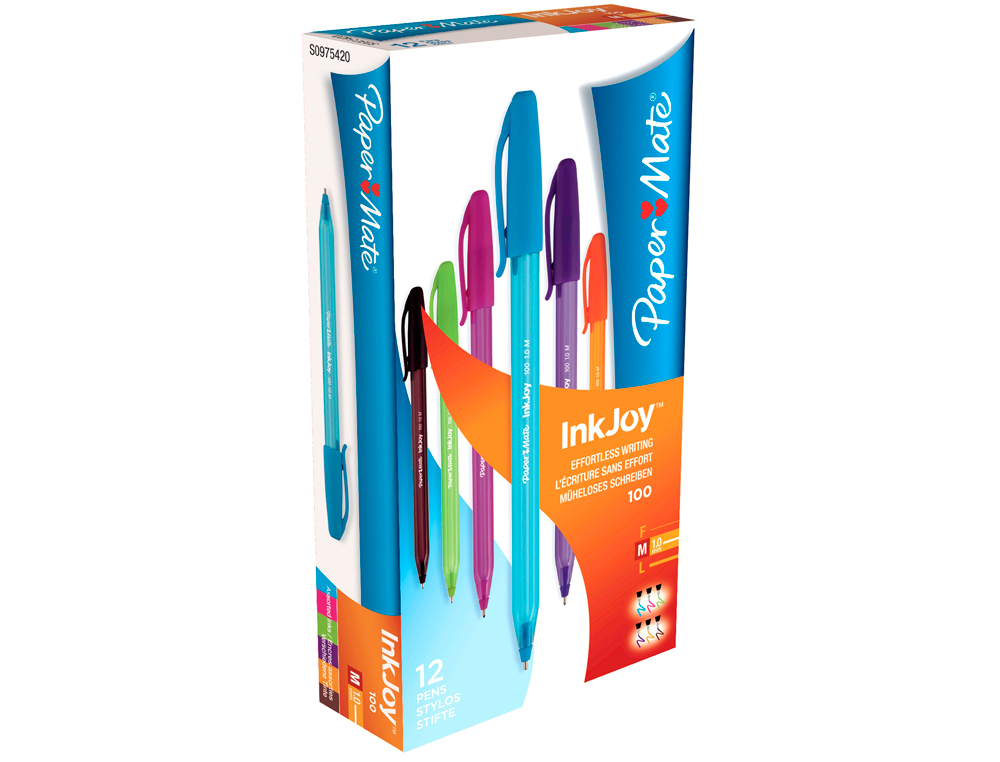 BOLIGRAFO PAPER MATE INKJOY 100 PUNTA MEDIA TRAZO 1 MM COLORES SURTIDOS