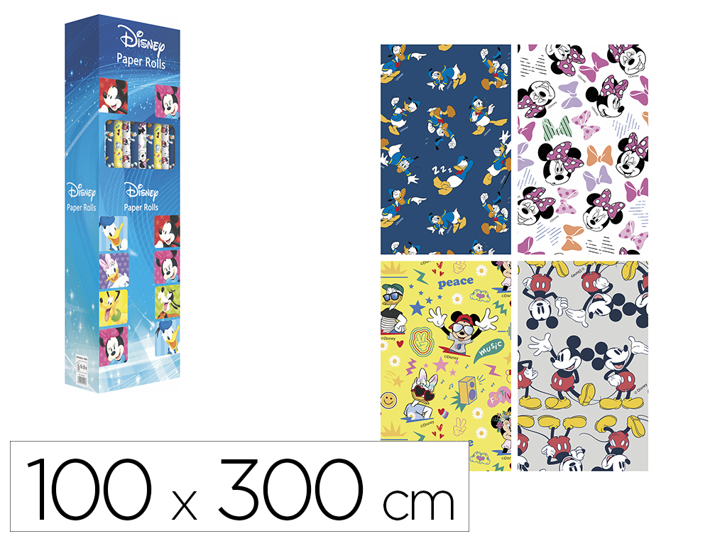 PAPEL DE REGALO BASIKA DISNEY ROLLO ANCHO 100 CM LONGITUD 3 M DISEOS SURTIDOS GRAMAJE 50 GR