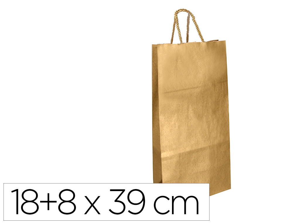 BOLSA PARA REGALO BASIKA PARA BOTELLA ORO 18+8X39 CM