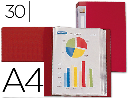 CARPETA LIDERPAPEL PERSONALIZA 37020 30 FUNDAS POLIPROPILENO DIN A4 ROJA LOMO PERSONALIZABLE